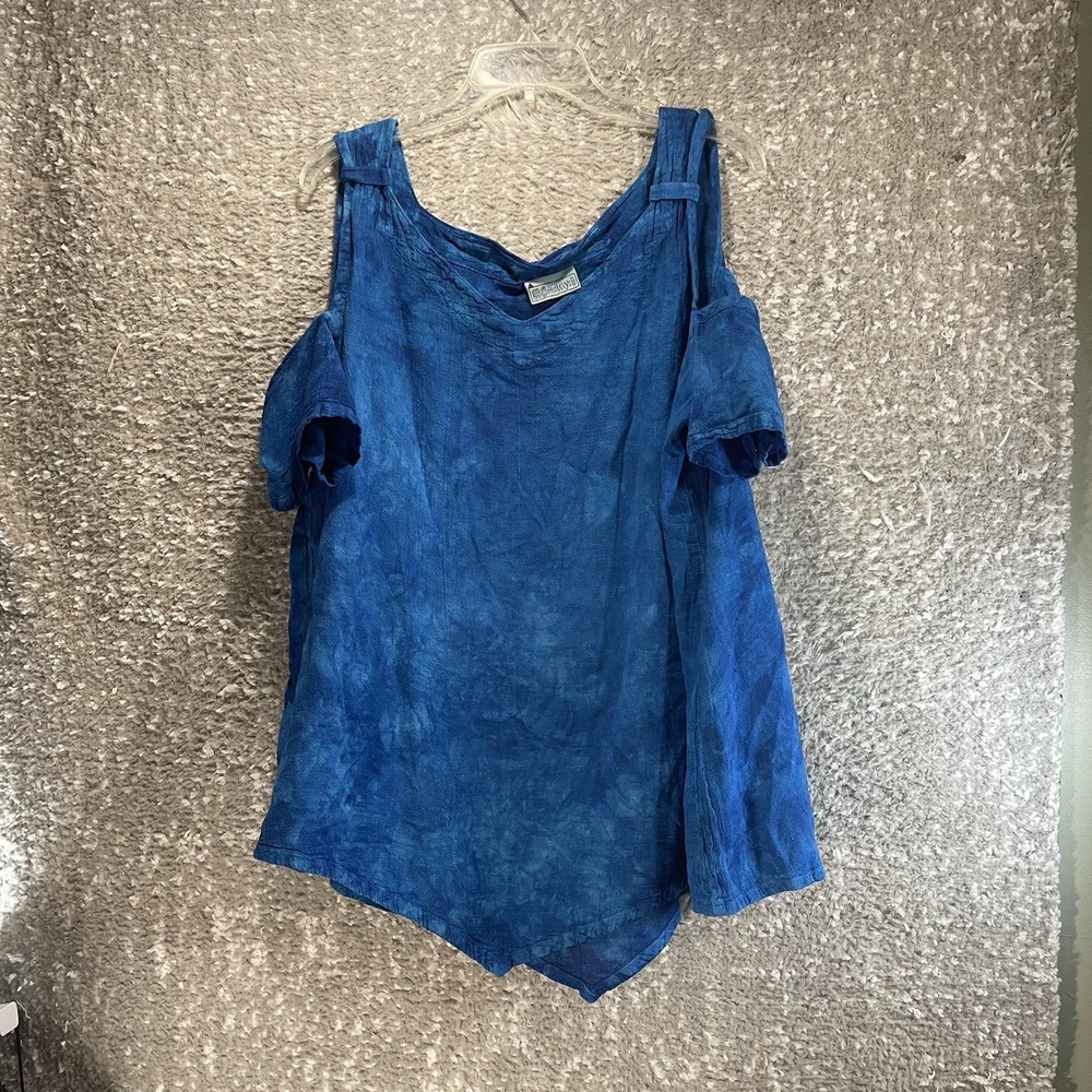 Cottonways Gauze Tie Dye Cotton 3, Xl, XXL Cold Shoulders Asymmetrical Top Vacay
